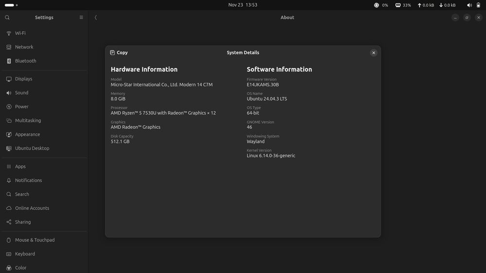 MSI Modern (AMD Ryzen 5 7000 series)