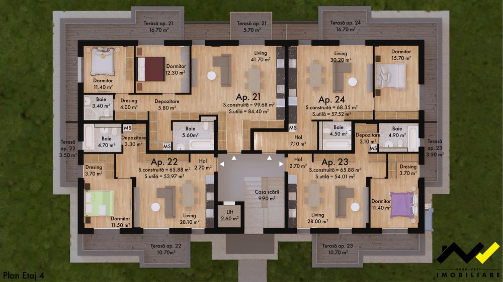 Apartamente cu 2 si cu 3 camere, penthouse in Micro 17 Green Residence