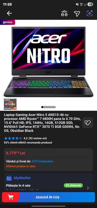 Vând Laptop gaming Acer Nitro 5