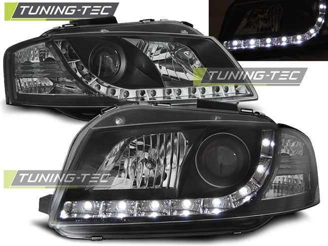 Faruri sport DAYLIGHT Audi A3 8P look negru cu lupa NOU