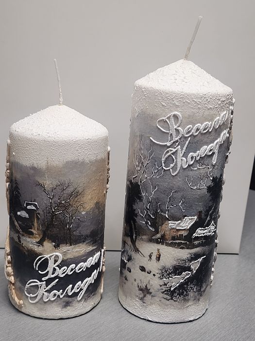 Коледна свещ ръчна изработка