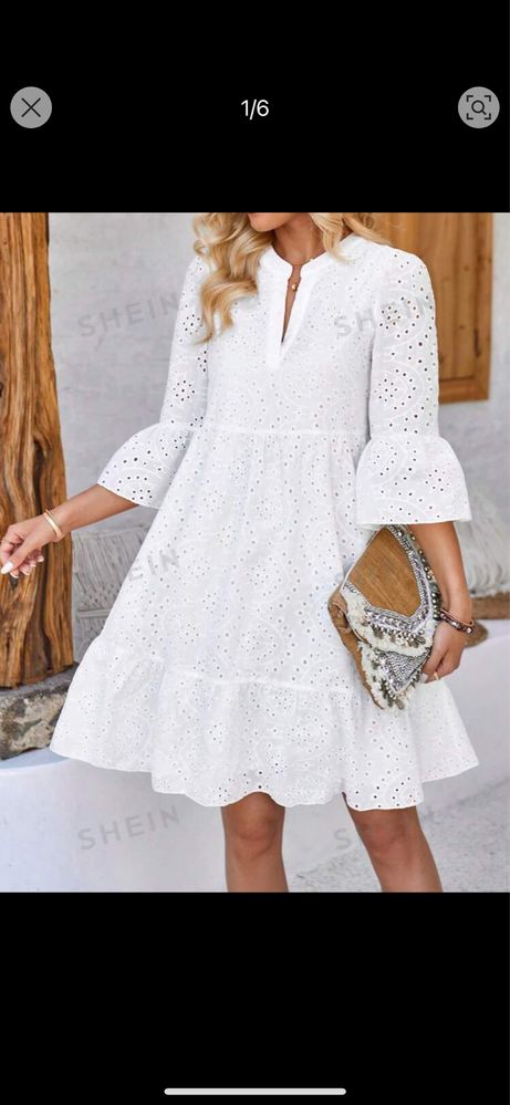 Rochie alba shein cu broderie