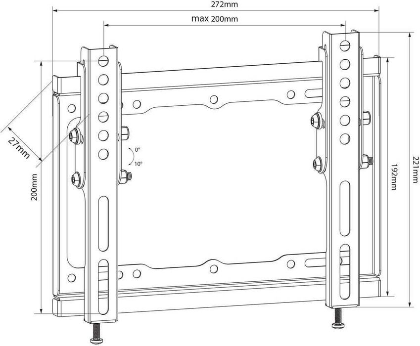 Suport TV perete, reglabil 17"-42" 43cm-107cm, negru