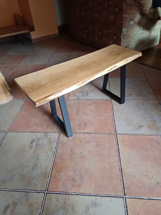 Masa cafea stejar cu picioare metalice reglabile