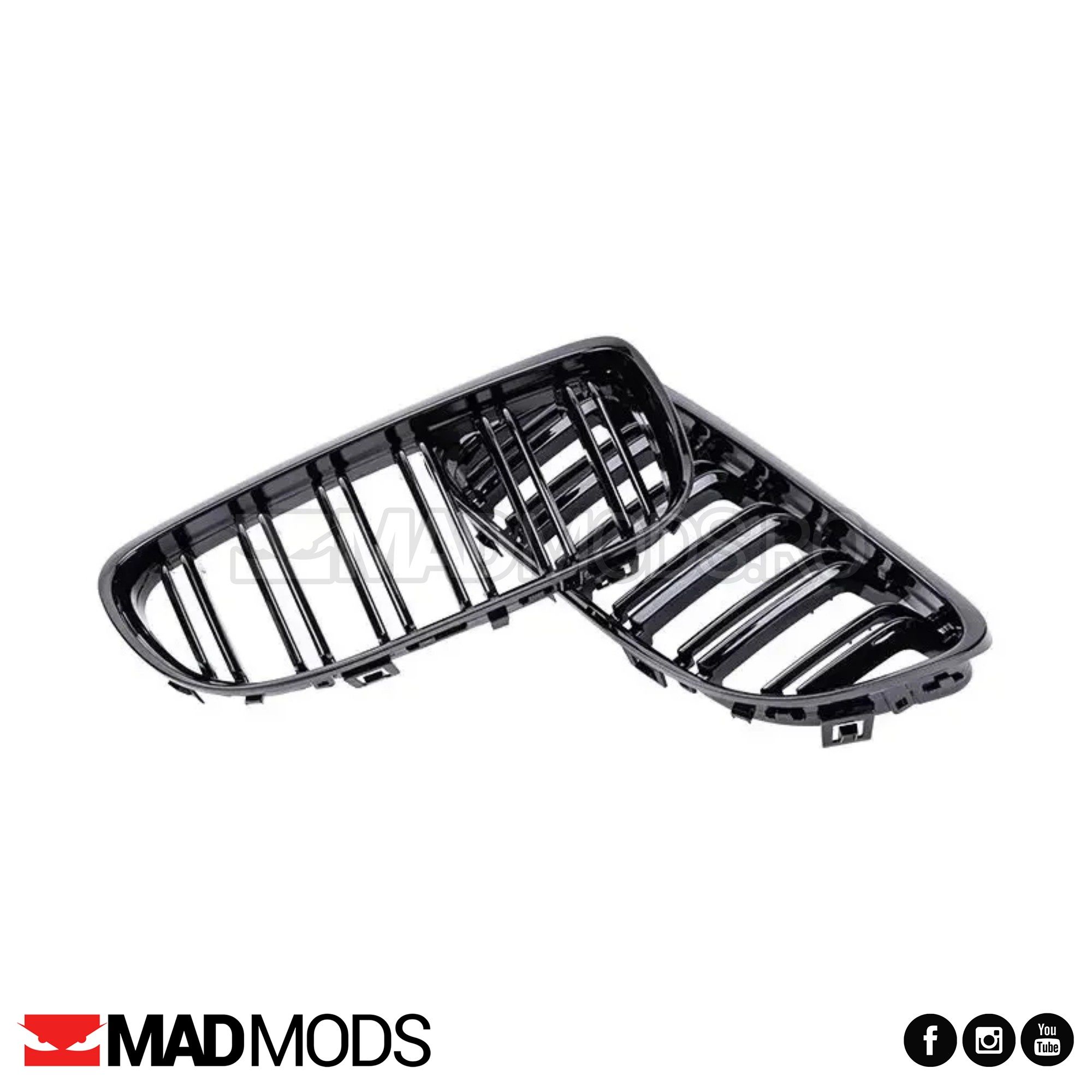 Set grile duble M BMW Seria 3 E90 / E91 LCI FL Facelift, Negru lucios