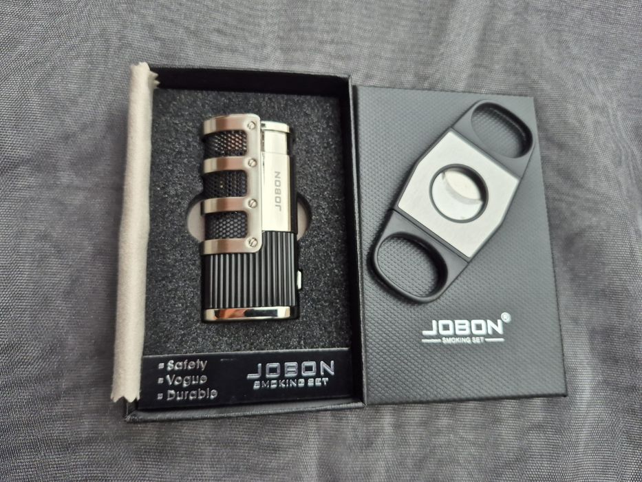 Луксозна запалка за пури JOBON с подарък резачка,три цвята