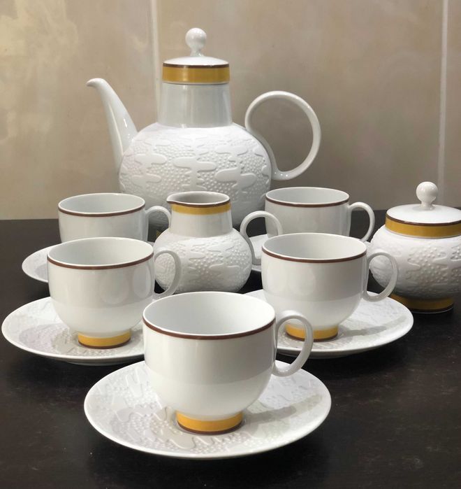 Serviciu din portelan alb biscuit Heinrich H & Co Selb Bavaria Germany