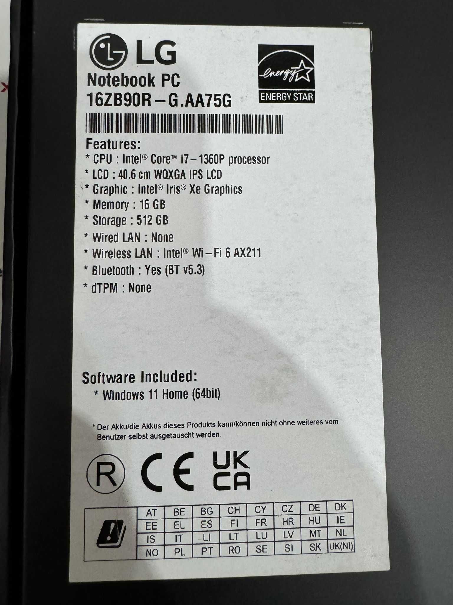 LG Notebook  PC i7-1360P 16/512GB Sigilat