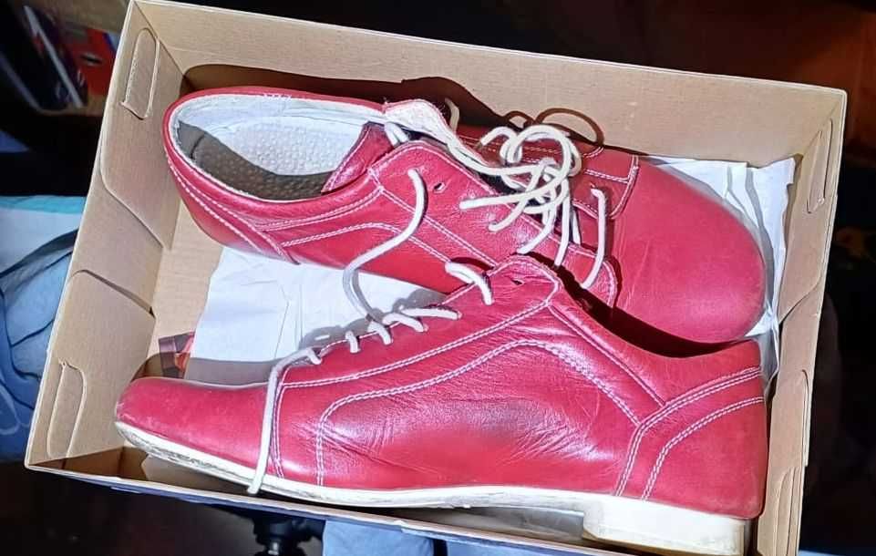 Pantofi piele rosie rosii dama, marimea 38, sport tip adidas