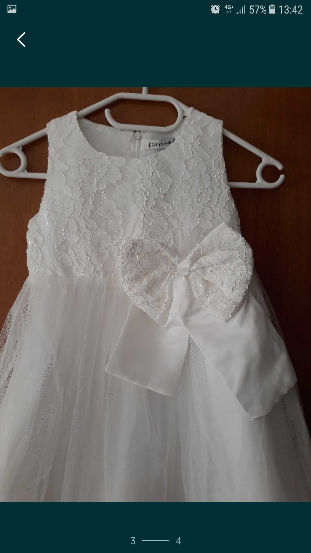 rochie alba Noua ocazie fete 3-4-5-6 ani funda detasabila