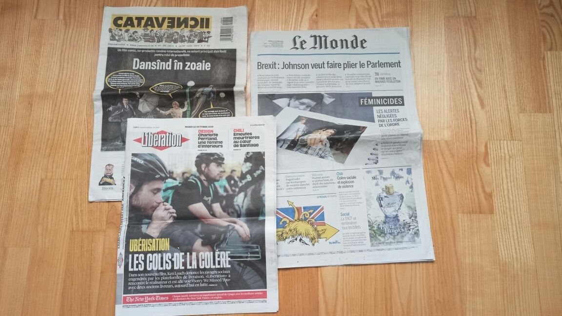3 ziare - Le Monde si Liberation(in franceza);Catavencii( romana).