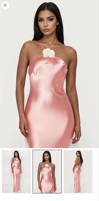 Розова сатенена рокля / pink satin dress fashion nova