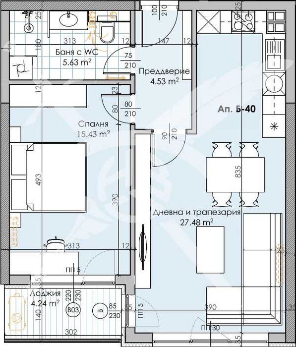 Двустаен апартамент в Кършияка 441 - 15735