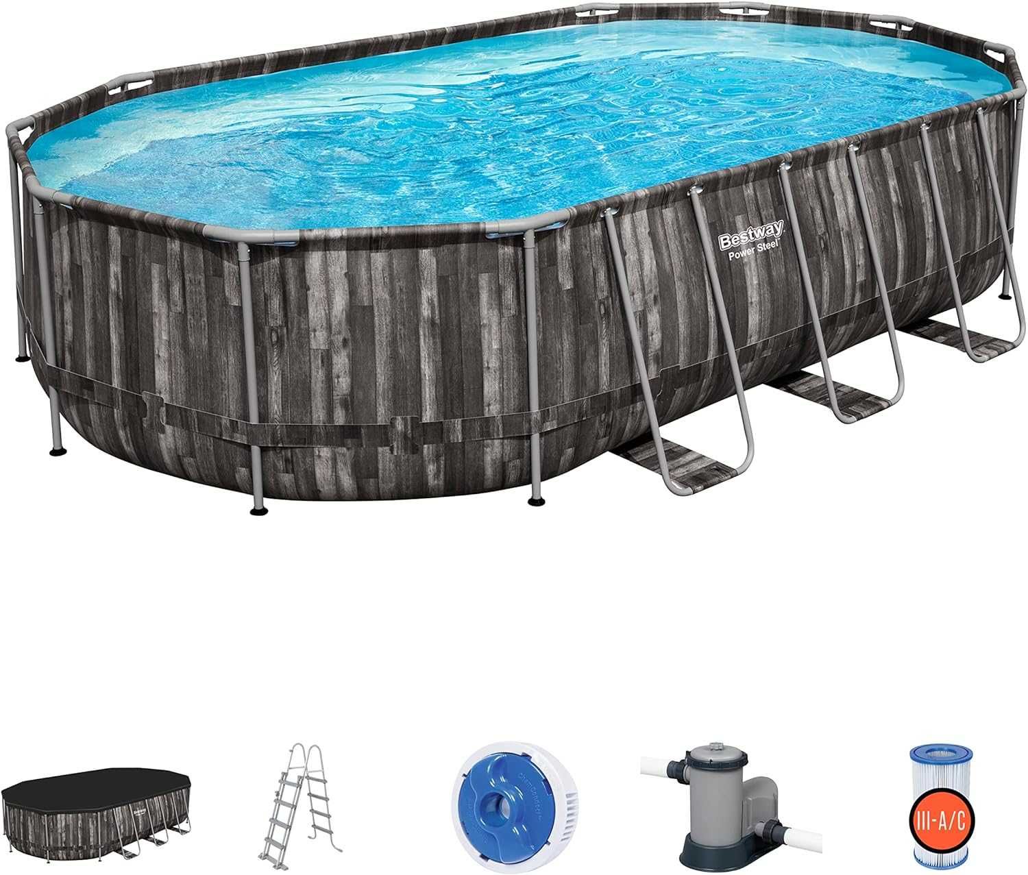 Басейн Bestway Steel Comfort Jet Series Oval Pool Set 610 x366x122