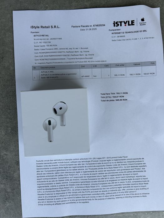Airpods 4 ANC,originale cu factura!