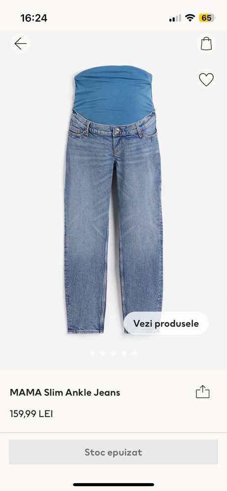 Vand 2 perechi de jeans gravida Mama Slim H&M