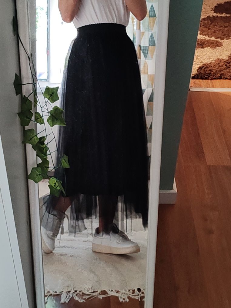 fusta maxi neagra Shein