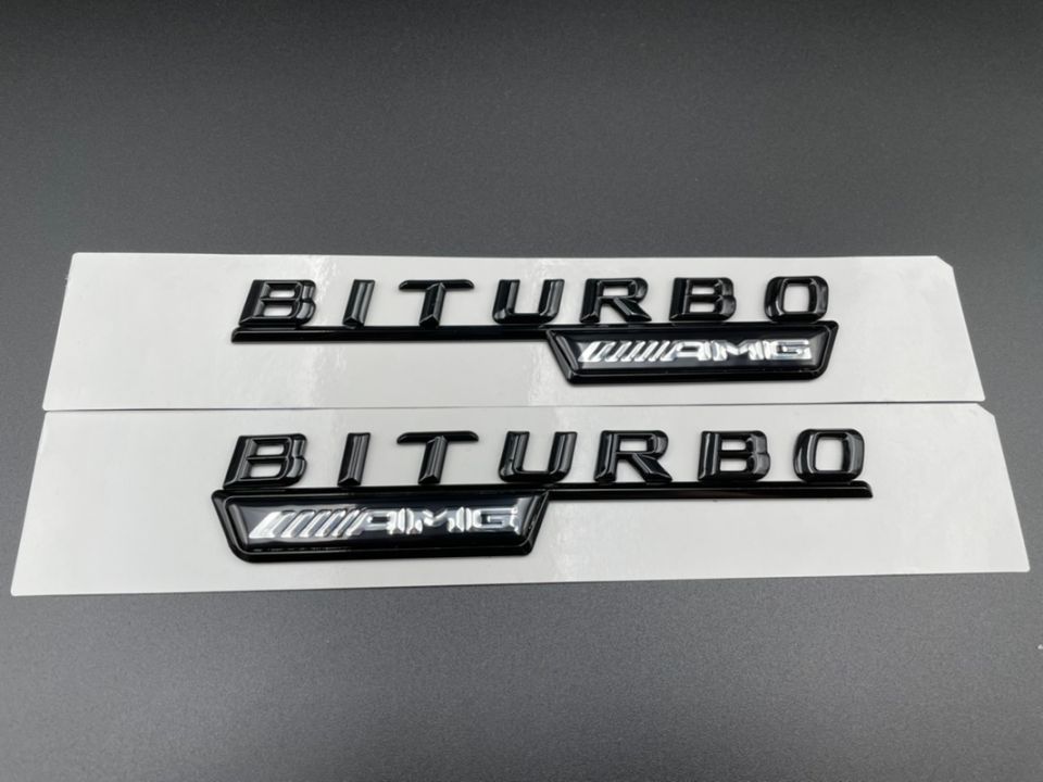 Set embleme Mercedes Biturbo AMG aripa Negru / Crom