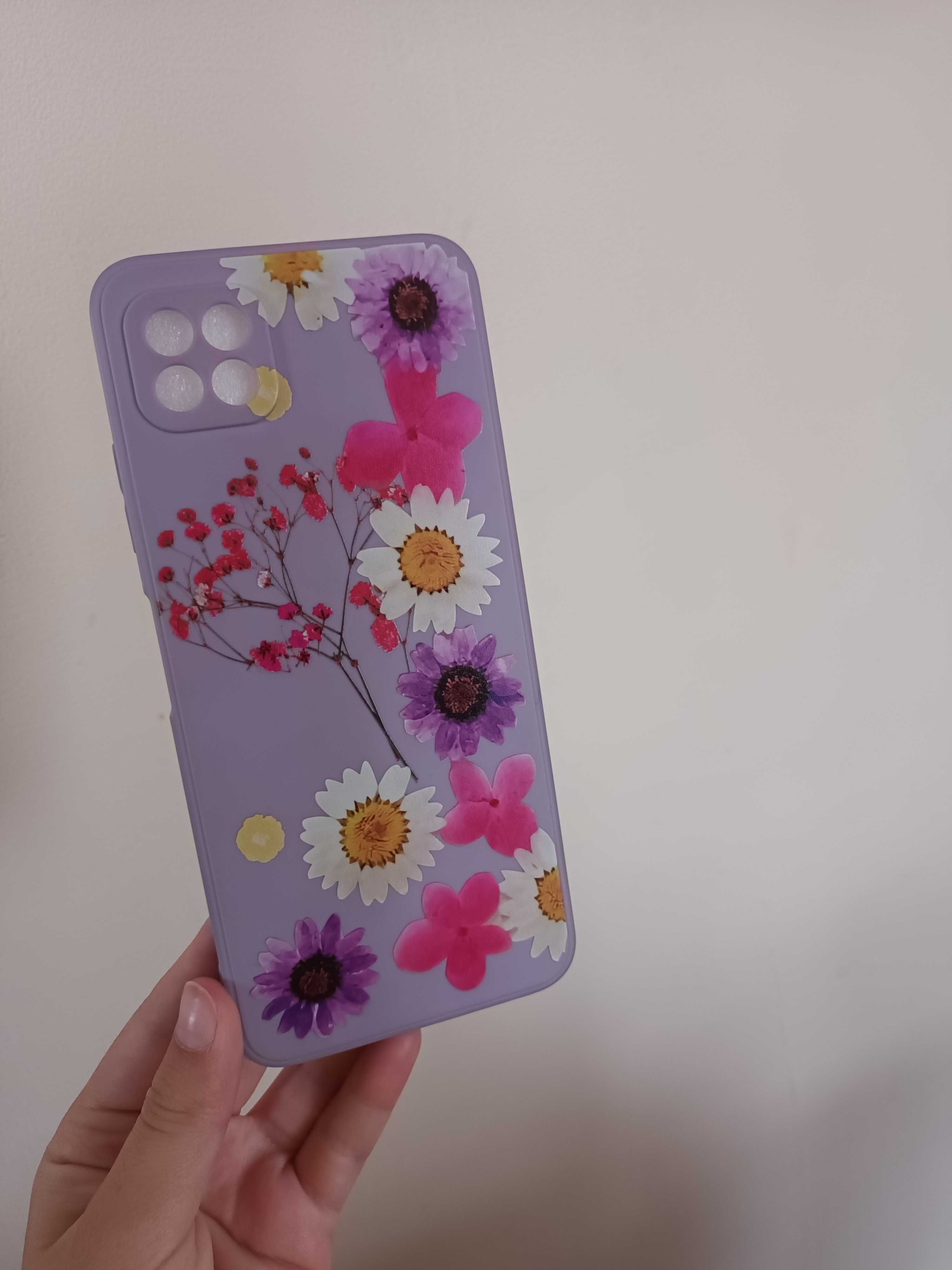 Калъф за телефон Flower лилав с пискюл, за Samsung Galaxy A22