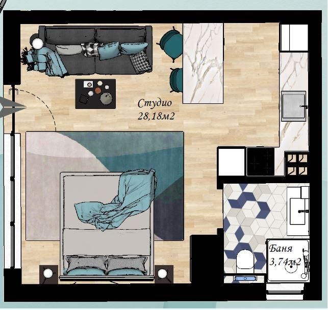 Продава се Едностаен апартамент в Черноморец - 40 кв.м за 1268 €/кв.м - Снимка #1