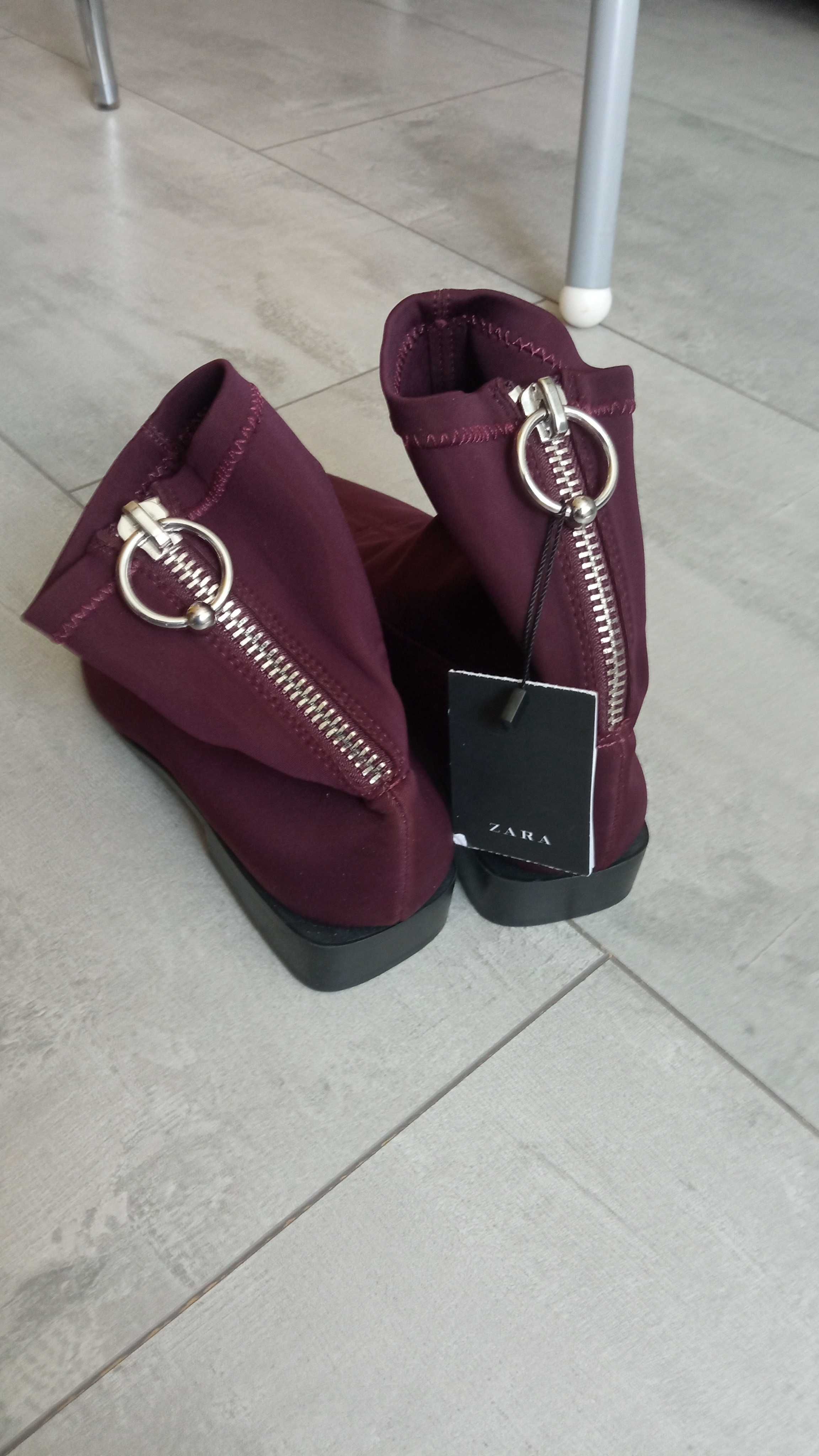 Боти Zara бордо ниски