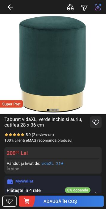 Taburet Vida XL verde
