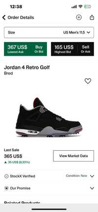 Vand Jordan 4 Golf Bred Originali!