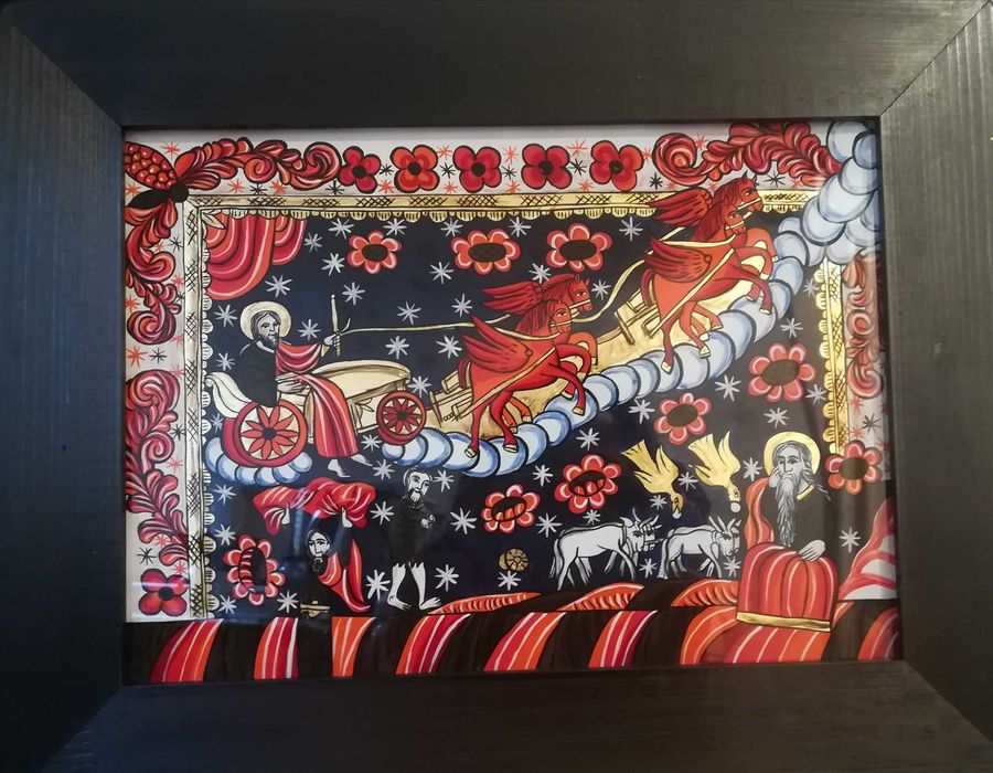 Icoană pe plajă , pictată manual "Sfântul Ilie"