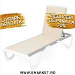 Sezlong plaja/gradina/terasa Alb/Bej VERNON