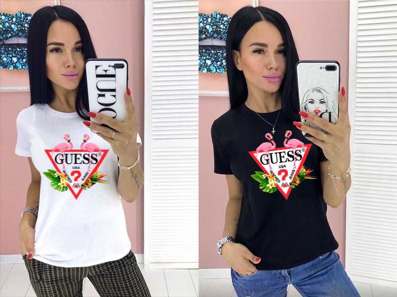 Тениска GUESS принт. Модели размери и цветове