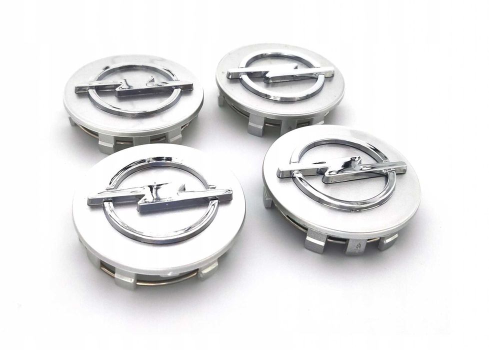 Set 4 Embleme Capace Jante Roti Opel 59mm / 64mm Negru/Gri/Crom
