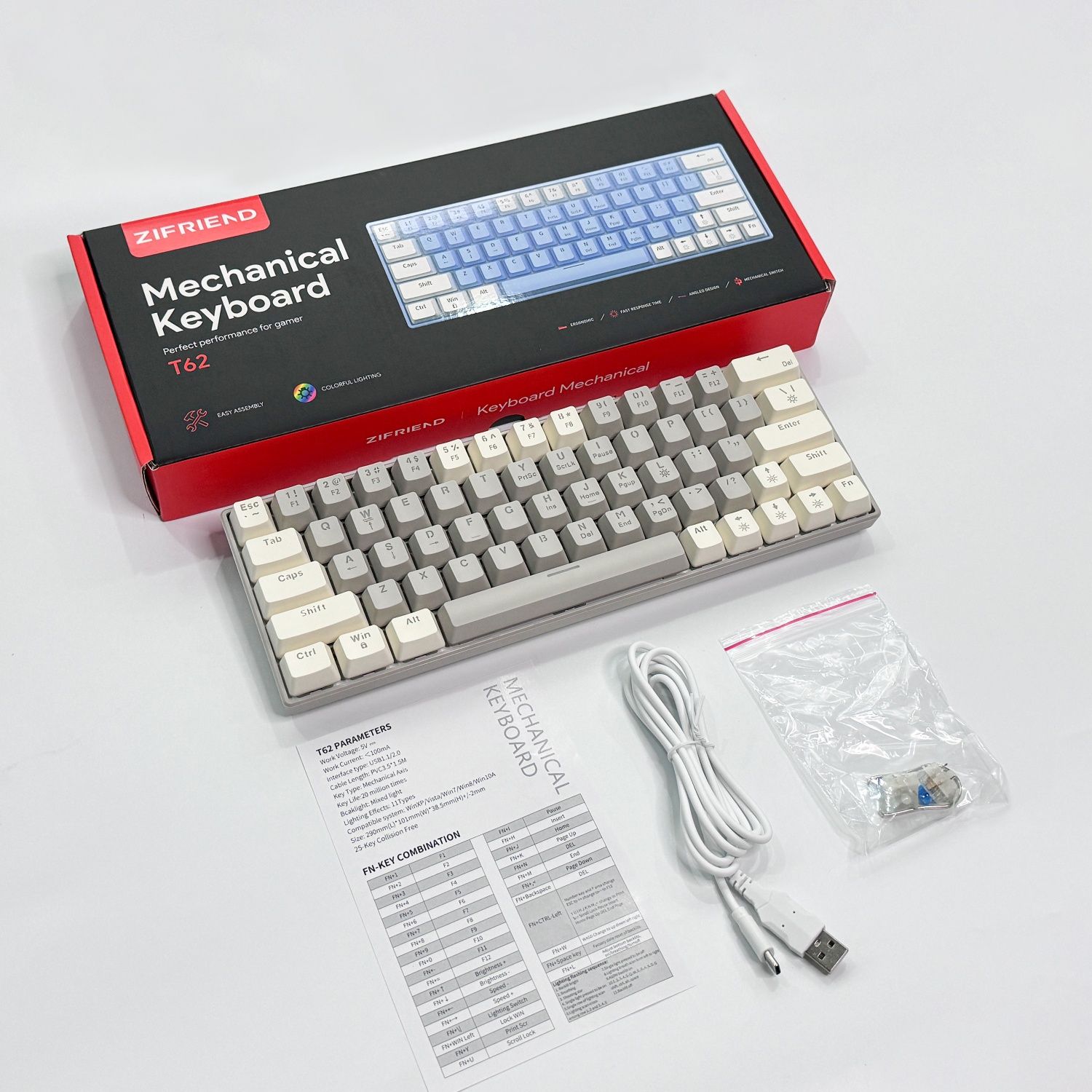 Игровая механическая клавиатура ЗИФРИНД РГБ подсветкой с
98 клавиши