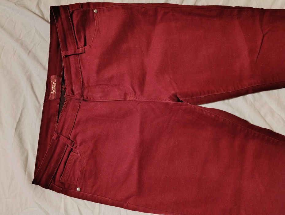 Много плътни и топли дамски дънки цвят бордо