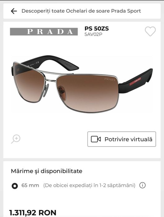 Ochelari de soare Prada PS50 ZS Linea Rossa - Black / Gradient Brown