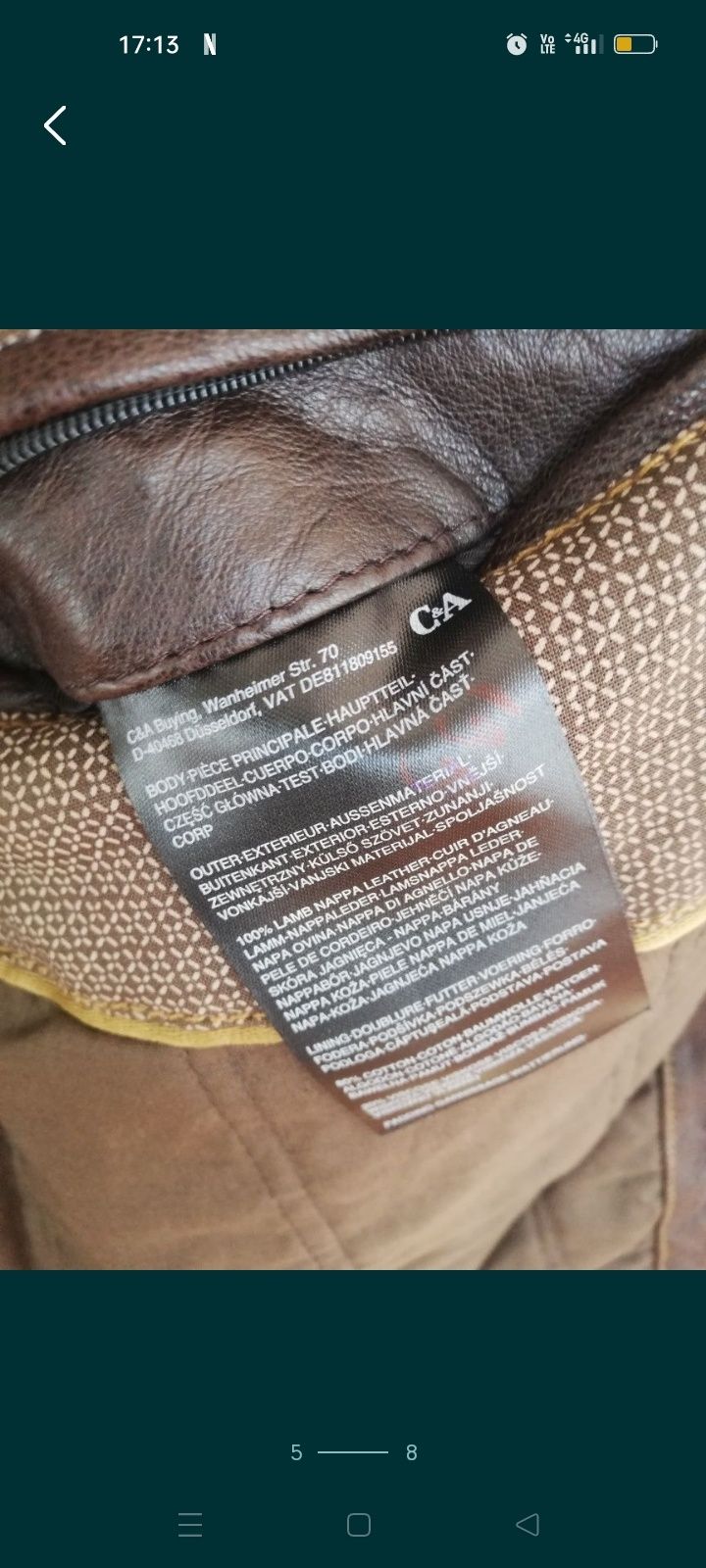 Geacă bărbați piele C&A L biker