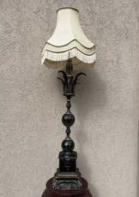 Impozanta lampa de masa-Hollywood Regency-bronz-marmura-cristal-Franta