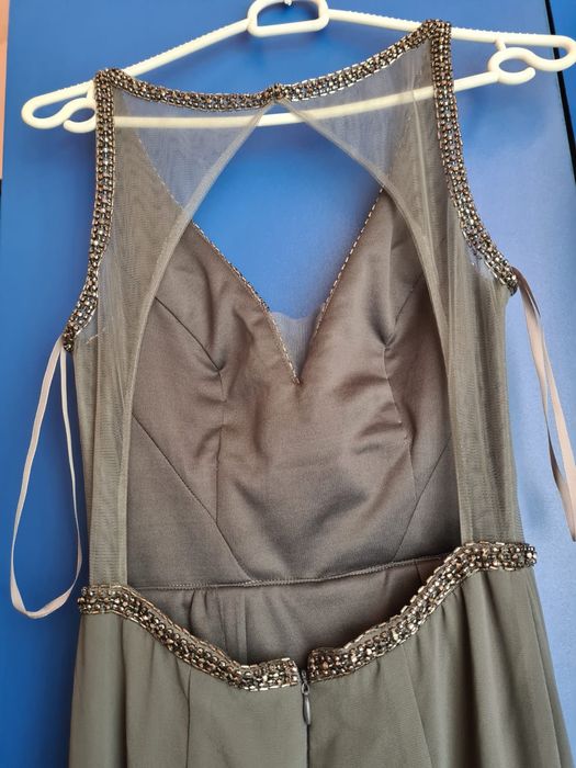 Rochie eleganta de seara gri cu paiete