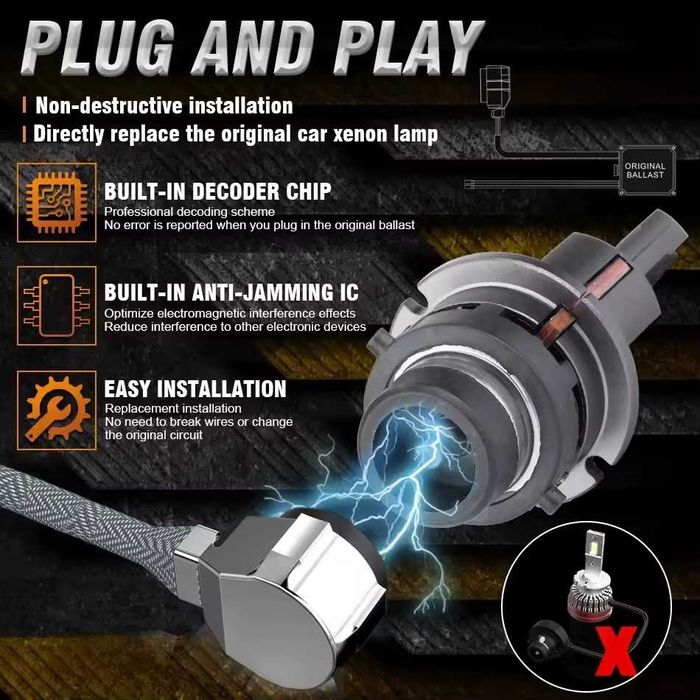 Bec LED D2S D2R D2C canbus 70W 10000lm