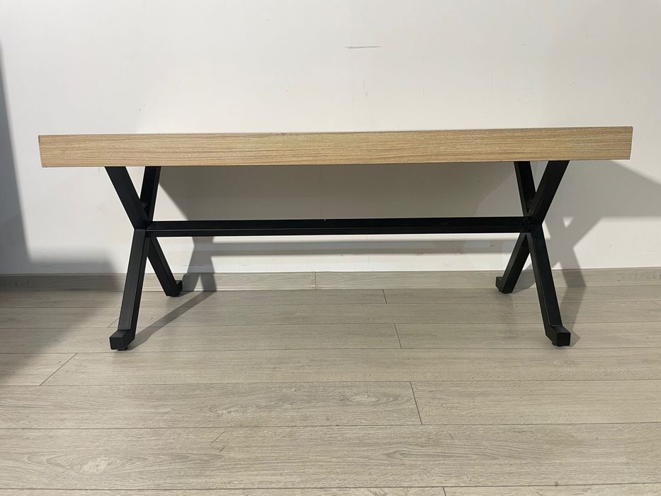 Masă de Cafea 150x60 cm; Măsuță Solidă, Cadru Metalic