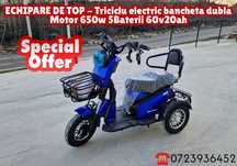Triciclu electric fara permis adulti si varstnici 650w 20ah NOU! 23%