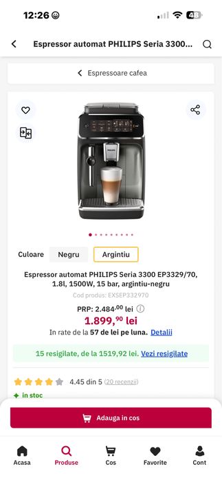 Espressor Philips seria 3300 Nou