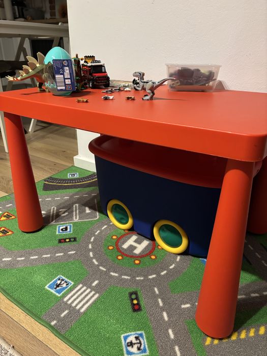 Masa + scaun copii rosu/portocaliu