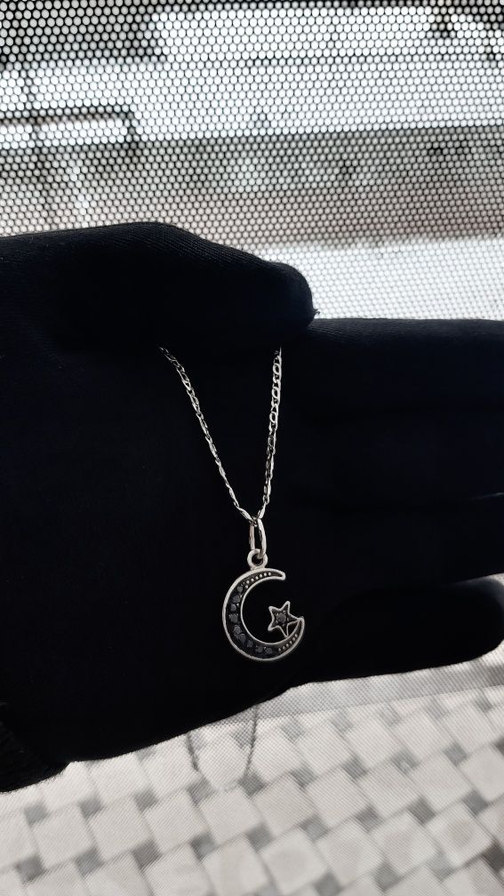 Цепочка браслет комплект 925 Ювелирные украшения серебрянный лунный