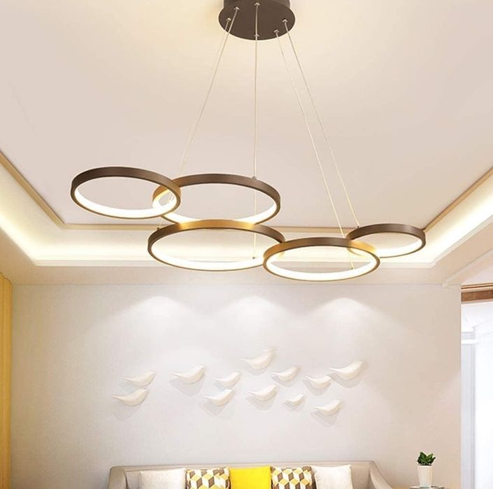 Висяща лампа Модерна LED 88W цвят кафе  лед Димируема с дистанционно