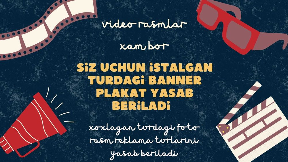 Reklama uchun banner, plakat va logo yasab beraman. narxi 20ming so'm!