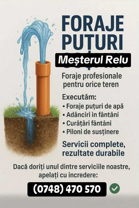 FORAJE PUȚURI/detalii la telefon