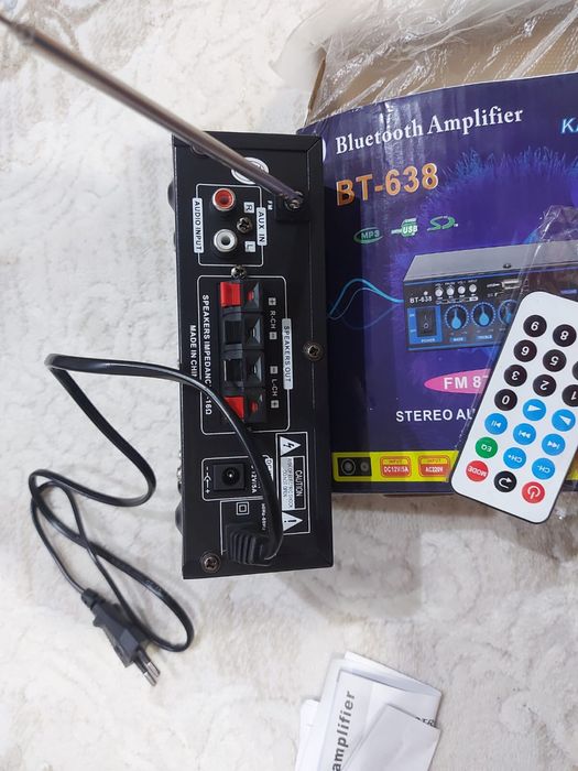 Amplificator Bluetooth BT-638, MP3, FM, Karaoke, Telecomandă – Nou