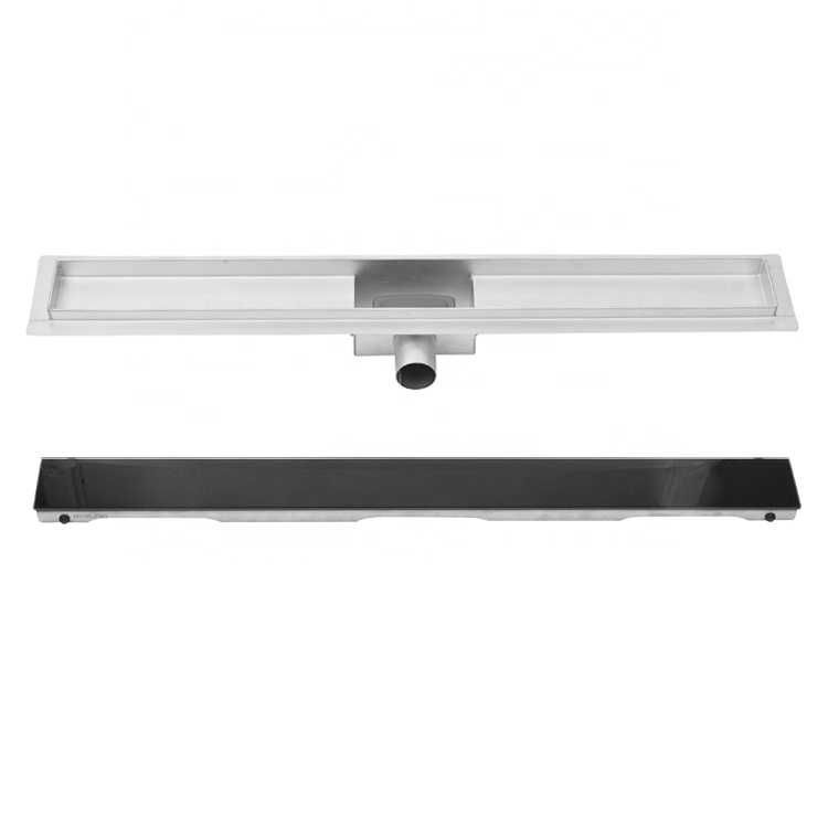 Rigola dus integral din inox cu capac Sticla Neagra, lungime 60cm