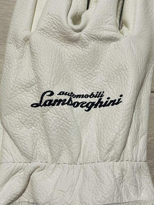Оригинални снежно бяли кожени ръкавици за Lamborghini