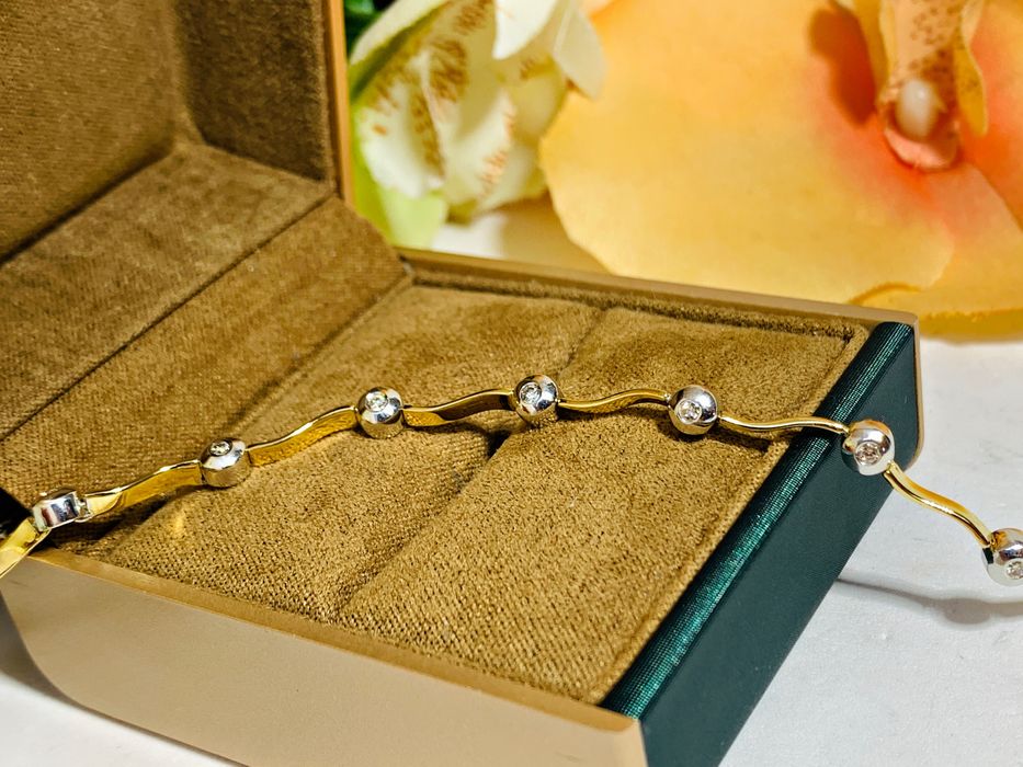 Современный теннисный золотой браслет с бриллиантами